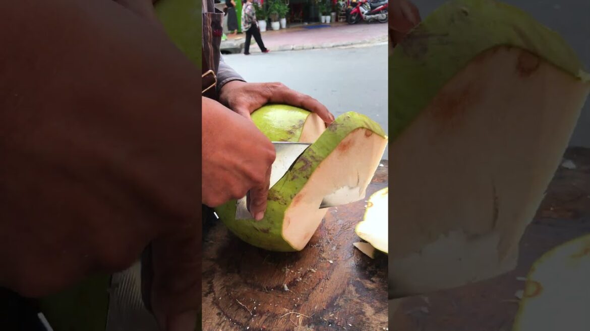 Simple way to peel coconut #shorts #streetfood #viral #coconut #asmr