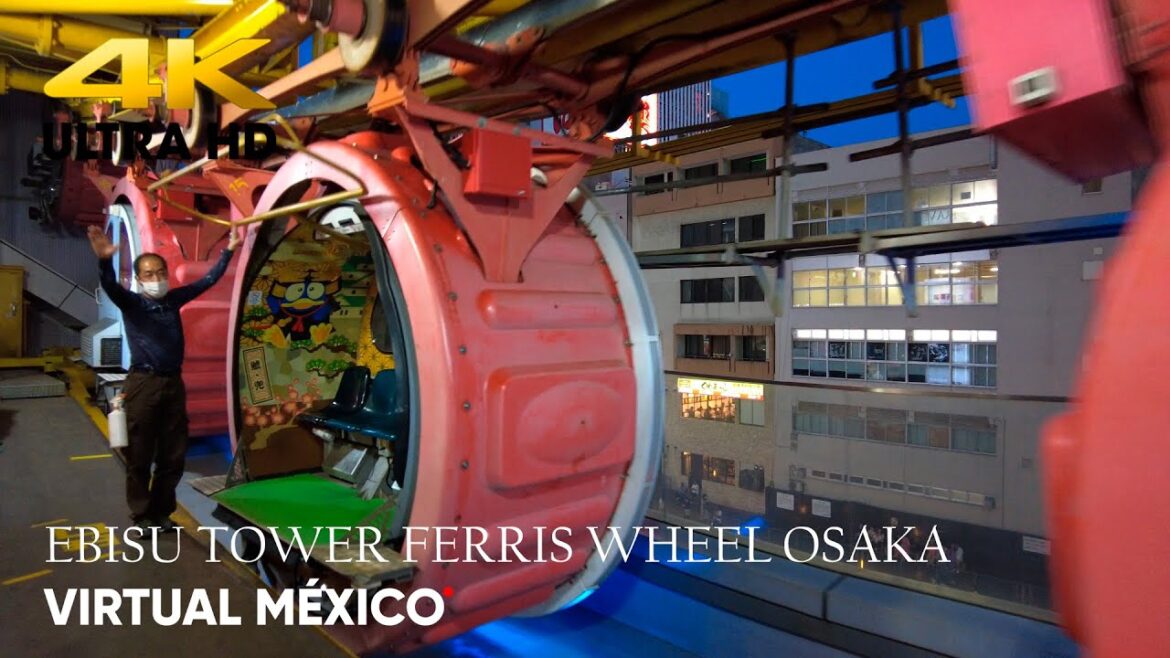 🔴 [4K] EBISU TOWER FERRIS WHEEL DON QUIJOTE IN DOTONBORI - JAPAN WALKING OSAKA ASMR BINAURAL
