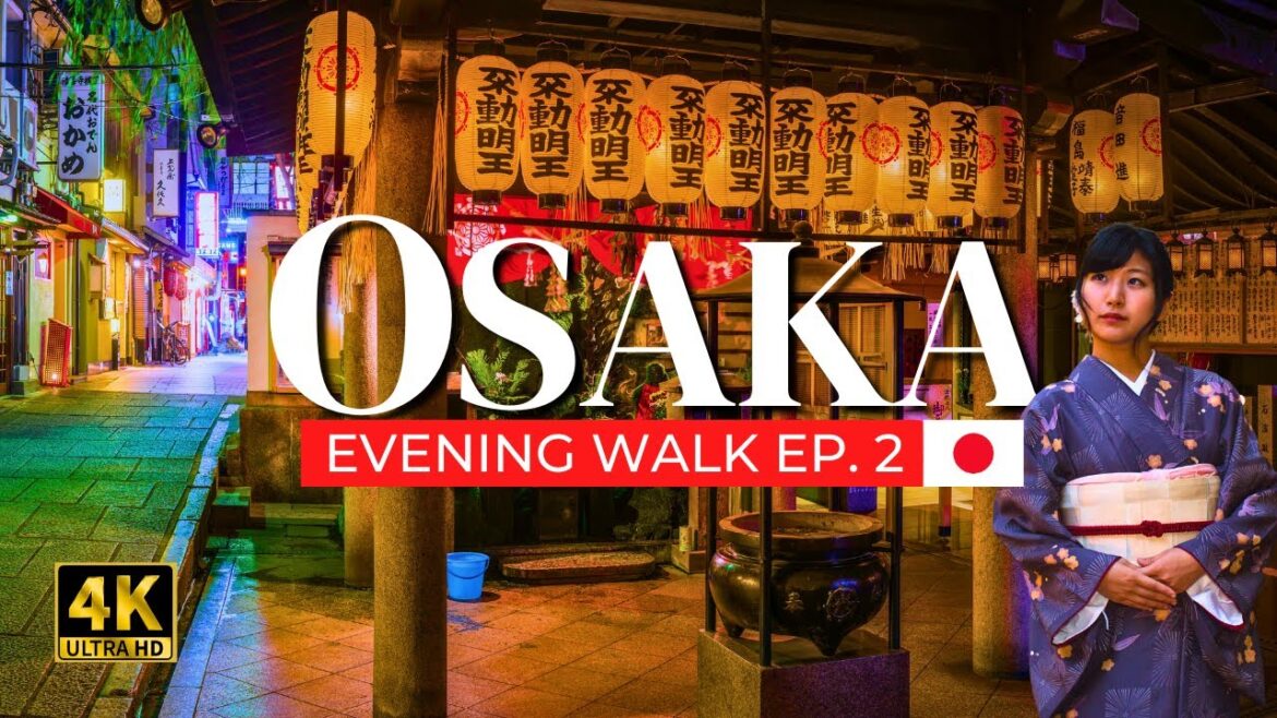 4K Evening Walk in OSAKA, Japan 2🇯🇵 Amazing Food and Temple in Dotonbori