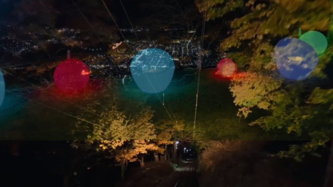 KYOTO HIEIZAN NIGHT TOUR The tunnel of autumn leaves and the night view overlapped very beautiful