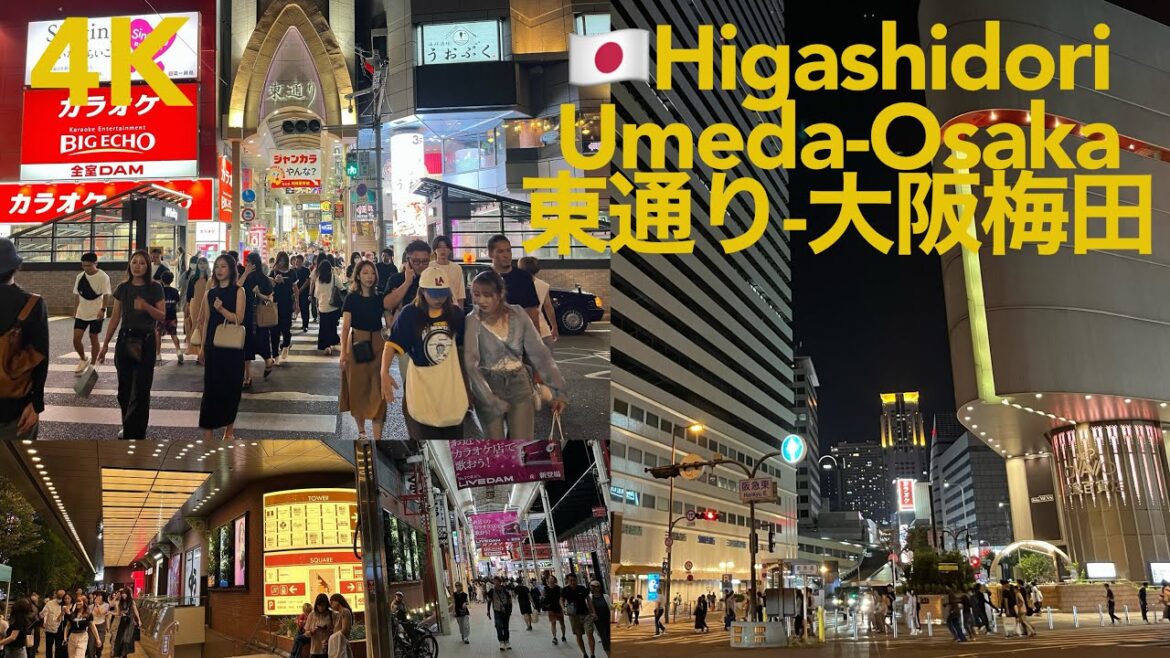 [4K] 🇯🇵夜の東通り-大阪梅田 Higashidori-Umeda, Osaka Japan (Osaka Night Walk)