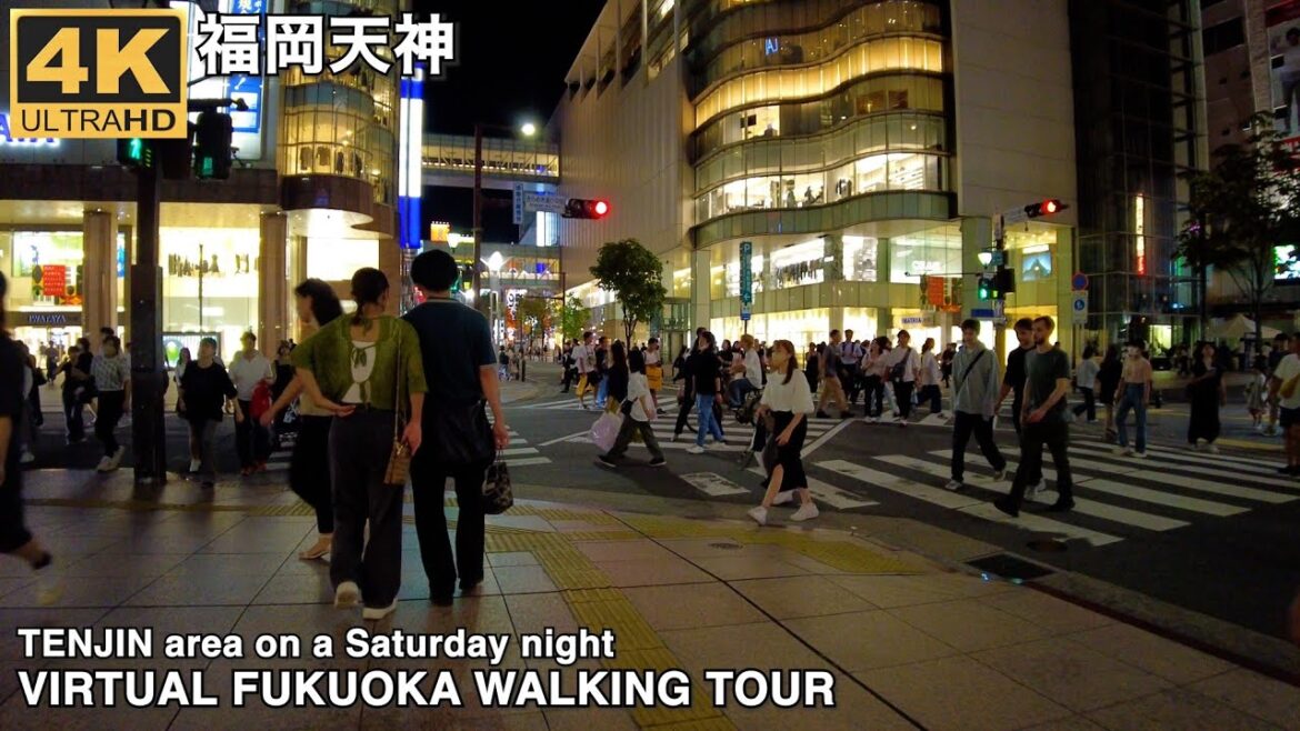 福岡天神(土曜夜)を歩く4k virtual Fukuoka japan walking tour around Tenjin on Saturday Night