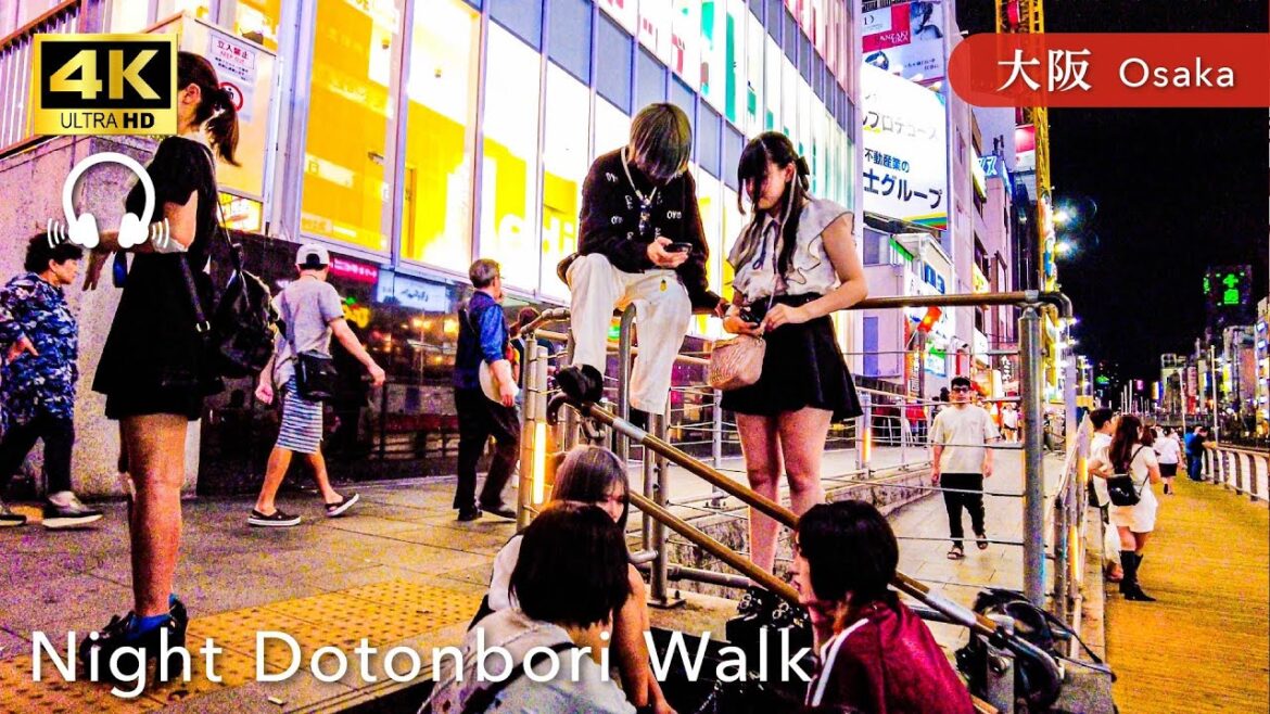 【Osaka 💖】 Walk Japan - Walking through the Osaka night Namba live performance ASMR [4K]