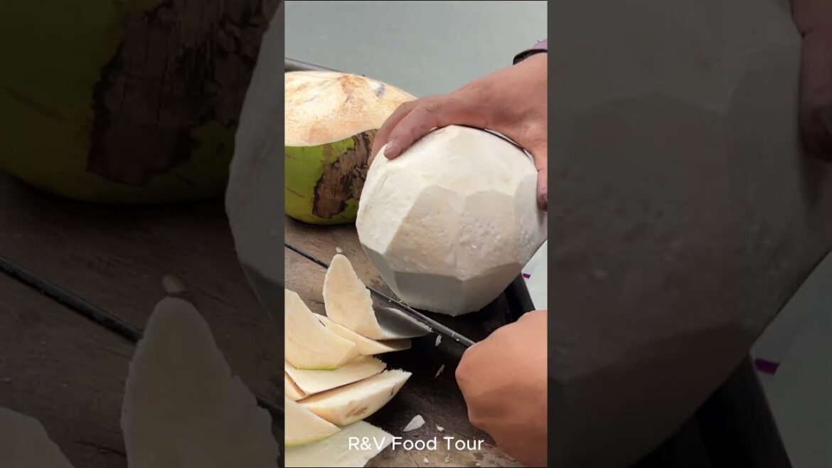 So satisfying fresh coconut cutting skill #shorts #streetfood #viral #coconut #asmr So satisfying fresh coconut cutting skill #shorts #streetfood #viral #coconut #asmr