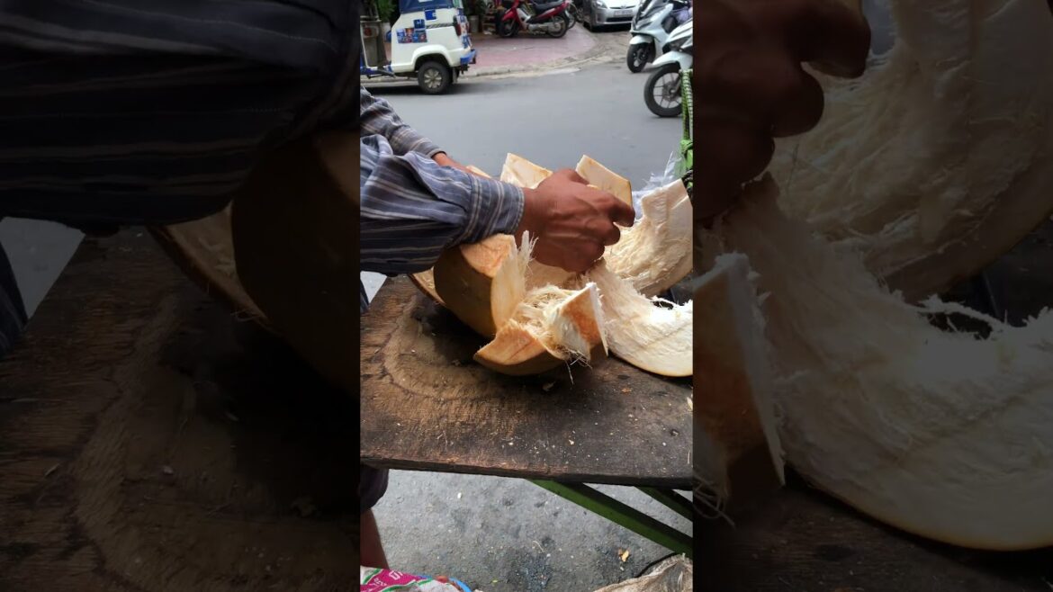 So satisfying fresh coconut cutting skill #shorts #streetfood #viral #coconut #asmr