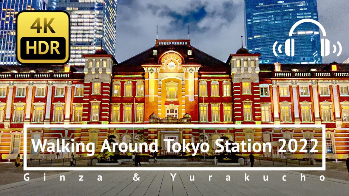 [4K/HDR/Binaural] Night Walk Around Tokyo Station, Ginza & Yurakucho - Tokyo Japan