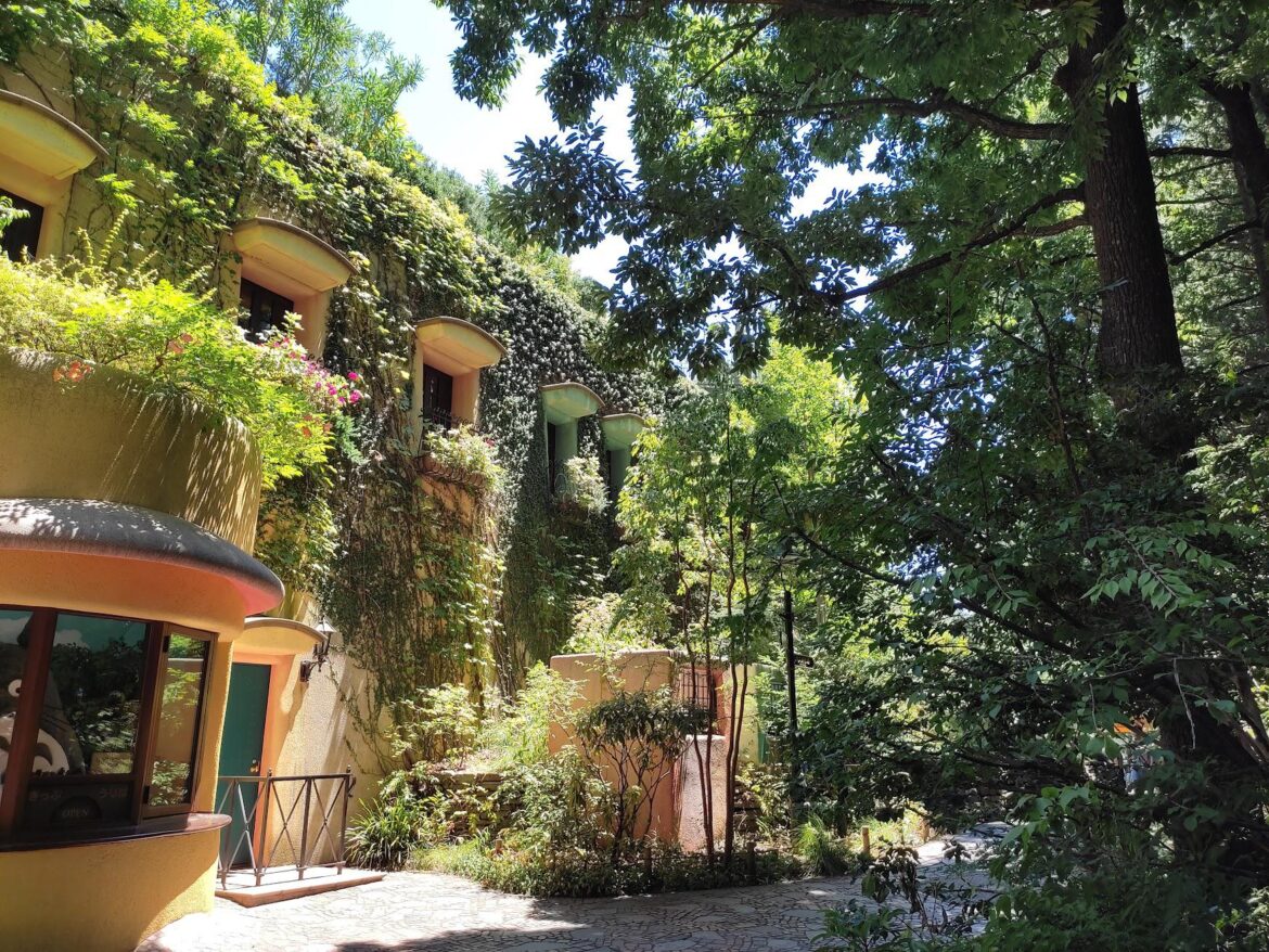 Ghibli Museum (Mitaka, Tokyo) and its Ticketing Officer, Totoro [OC]