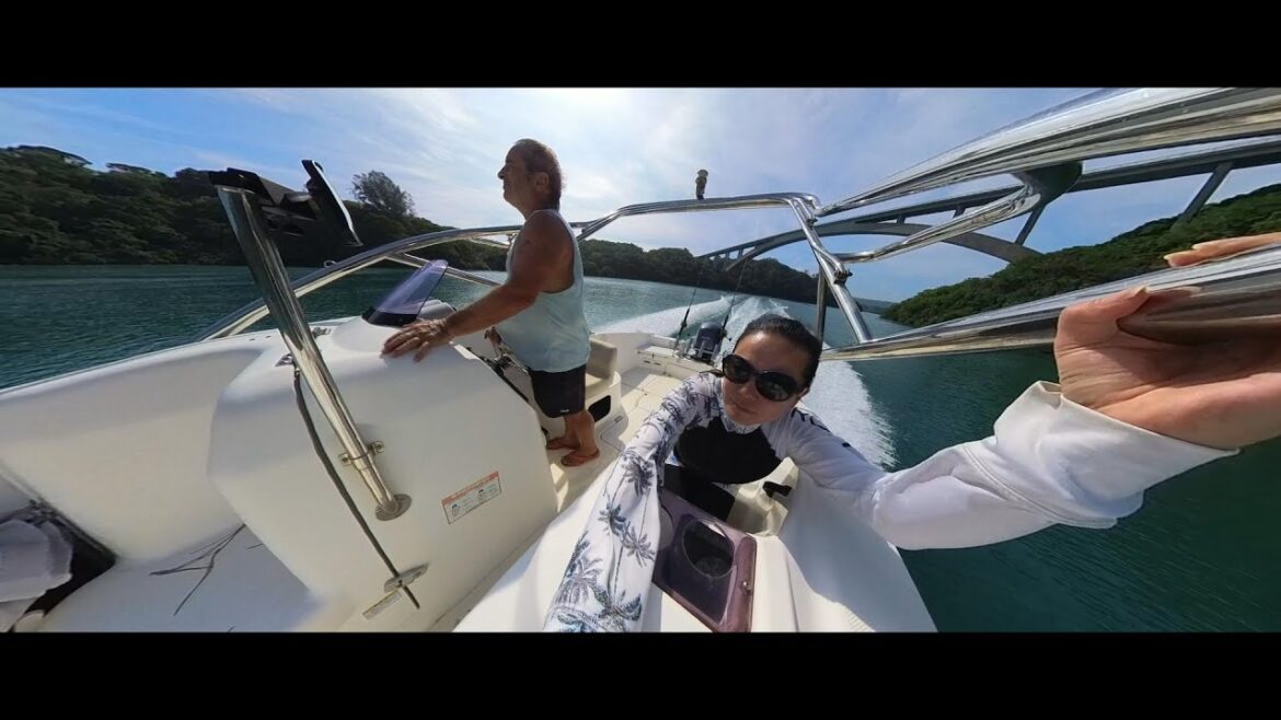 Okinawa Japan, Boating Day At Nakajin close to Kouri Island and its famous bridge