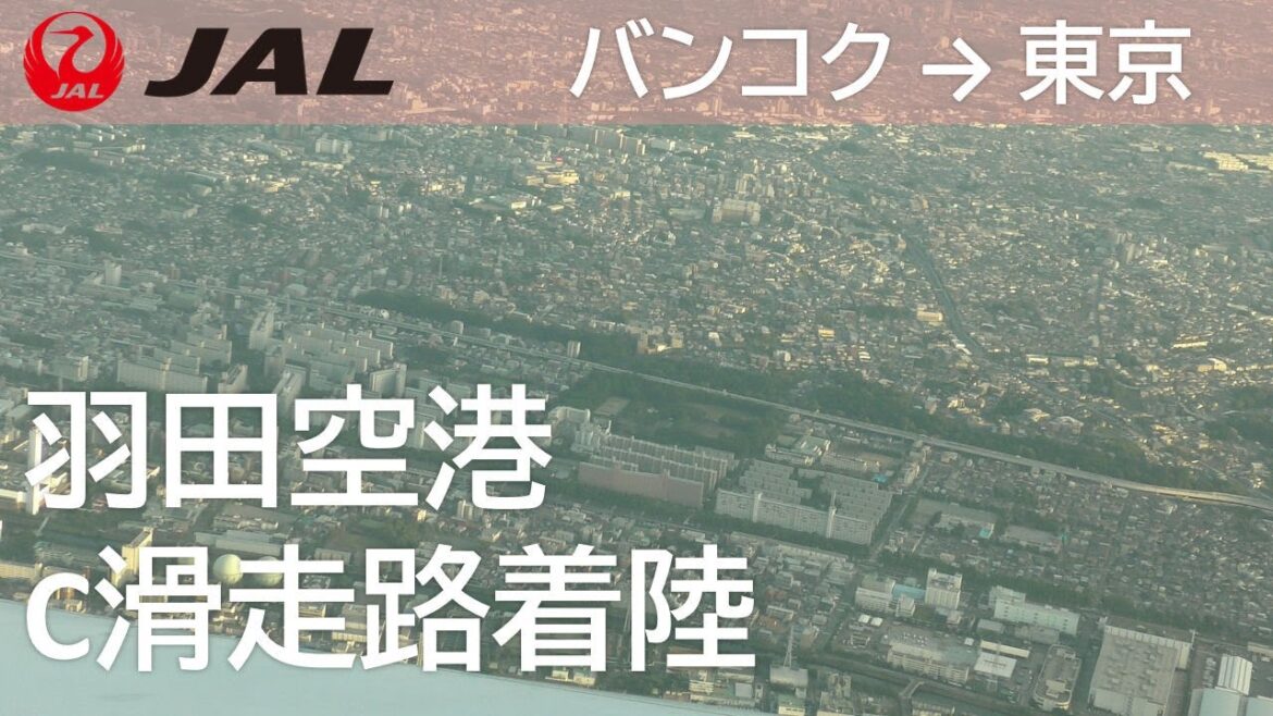 【羽田空港C滑走路着陸】日本航空32便、バンコクスワンナプーム空港→羽田空港 Final approach to landing at Haneda Airpo