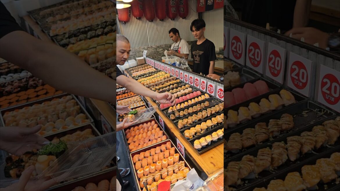 단돈 360원!! 태국에만 있다는 길거리 초밥가게? 시장에서 유명한 스시집 Amazing quality of various sushi / street food #shorts
