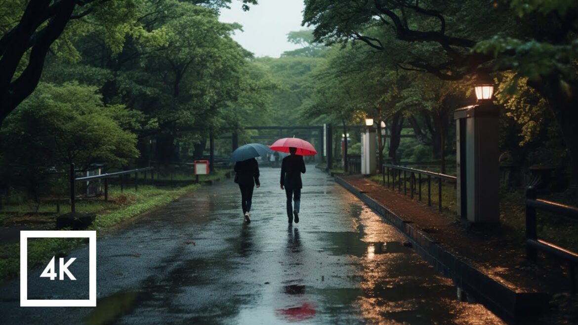 Relaxing Rainy Day Walk in Shibuya Yoyogi Park, Japan