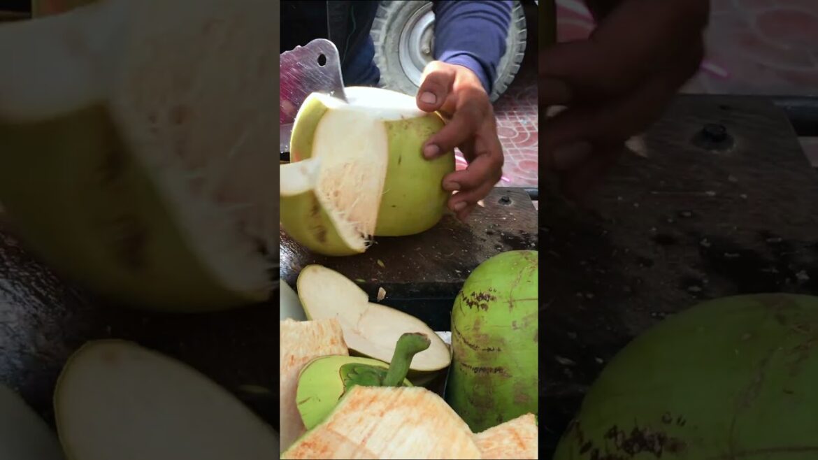 Fresh coconut cutting skill #shorts #streetfood #viral #coconut #asmr