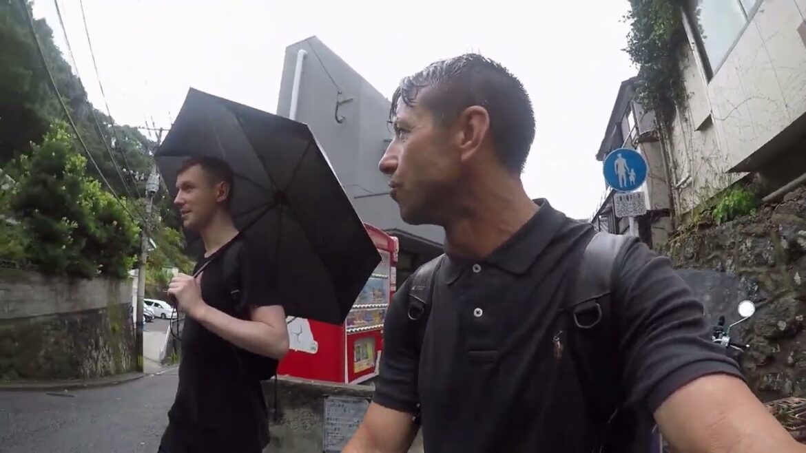 Climbing Mount Inasayama in TYPHOON KHANUN (Japan)