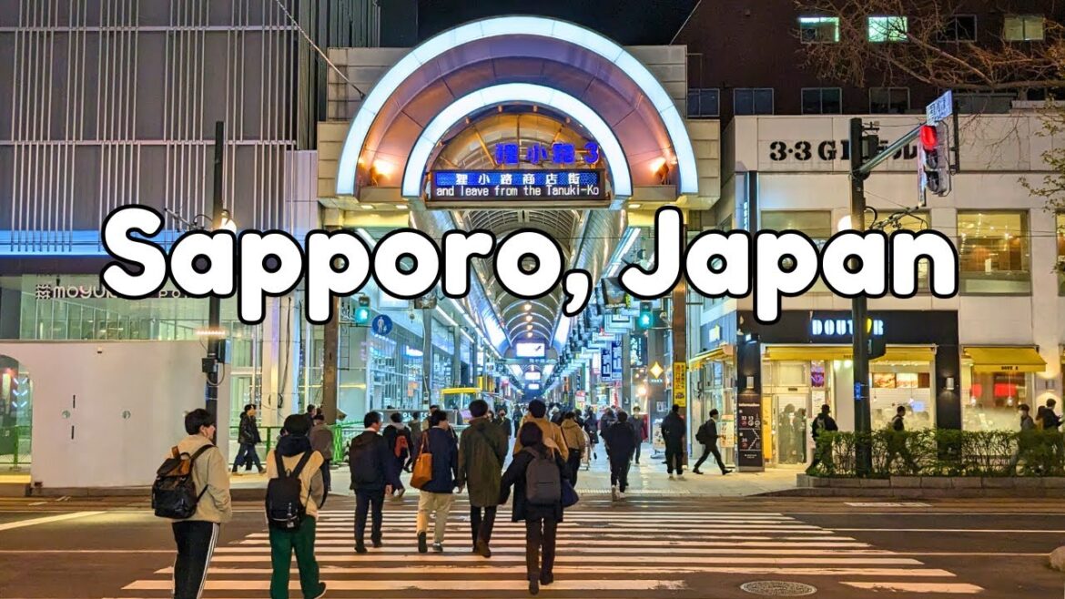 Sapporo Japan Night Walk [4K] Natural Sounds