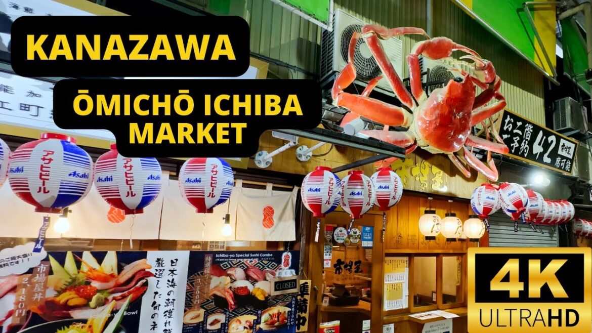 KANAZAWA, JAPAN 🇯🇵 [4K] Ōmichō Ichiba Market — Walking Tour