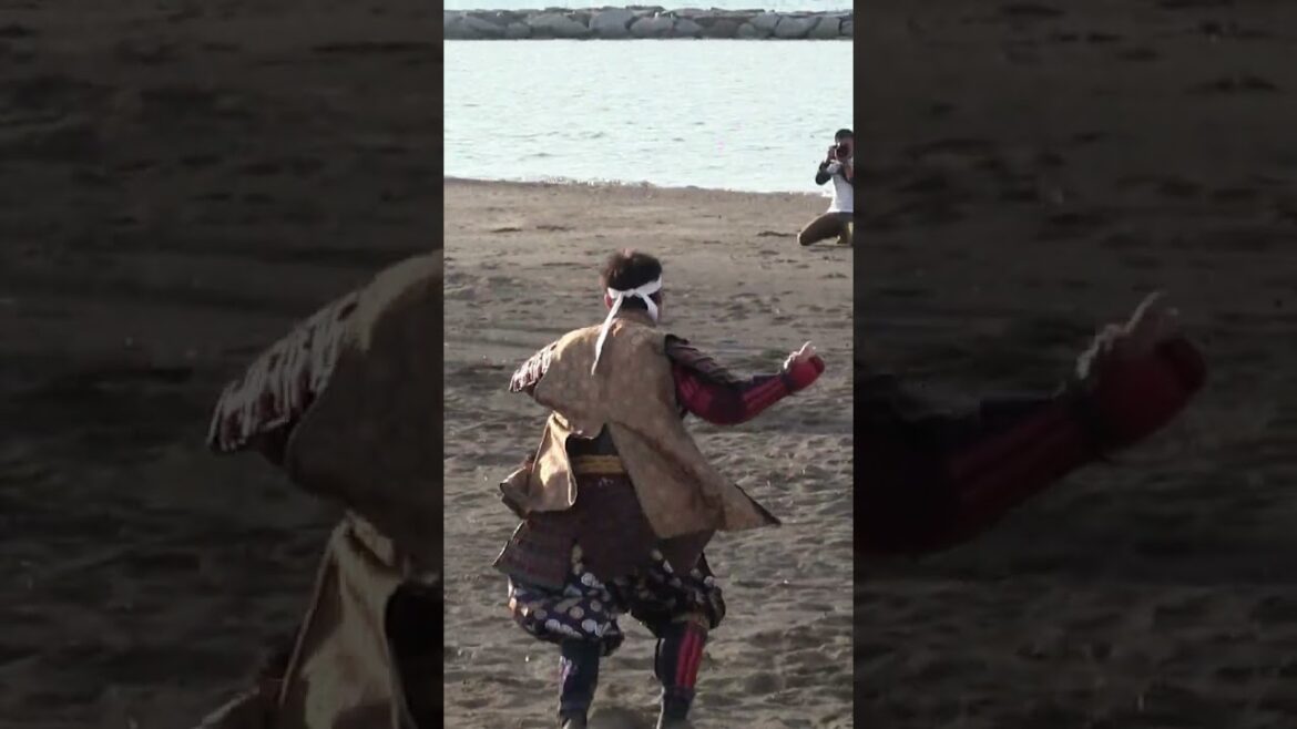 Samurai Swordfight on the Beach #shorts