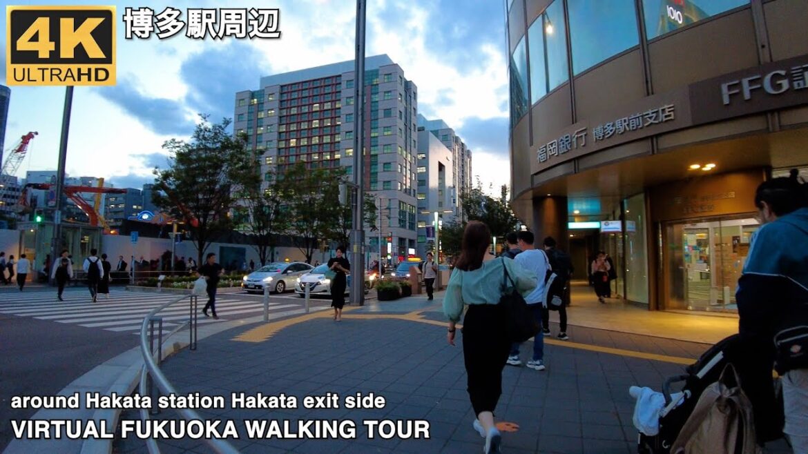 博多駅と博多駅博多口周辺(平日木曜夕方)を歩く4k japan walking view around Hakata station Hakata Exit side