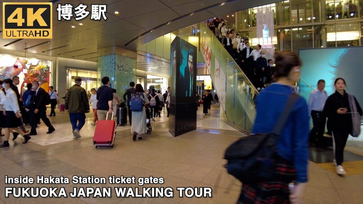 博多駅と新幹線改札内(平日木曜夕方)を歩く4k japan walking Fukuoka city inside Hakata Station and Shinkansen ticket gates