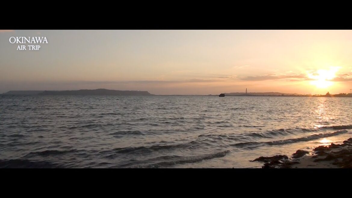 【OKINAWAN NATURAL BEACH 4K 240mins】　朝焼に映える海中道路　照間ビーチ＠うるま市