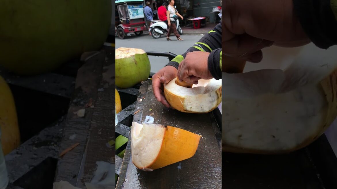 Simple way to peel coconut #shorts #streetfood #viral #asmr #coconut