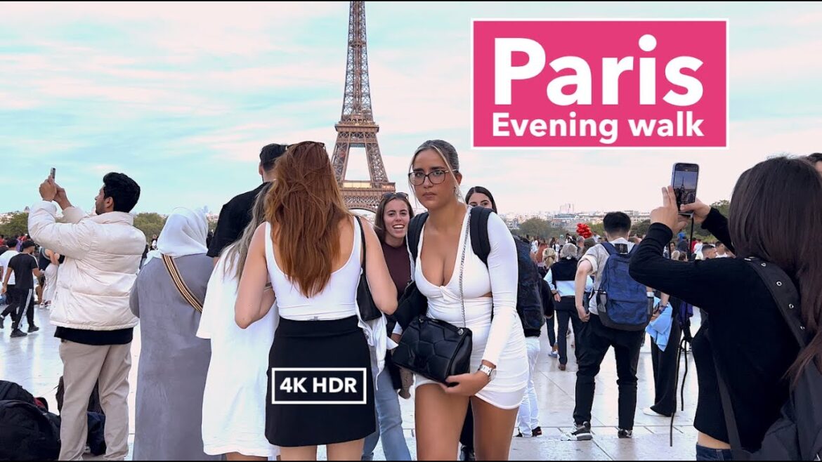 PARIS FRANCE - EVENING WALK IN PARIS - 4K HDR 60 fps