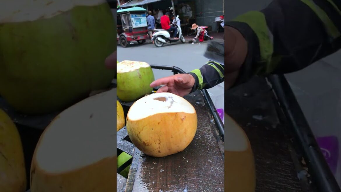 Fresh coconut cutting skill #shorts #streetfood #viral #coconut #asmr