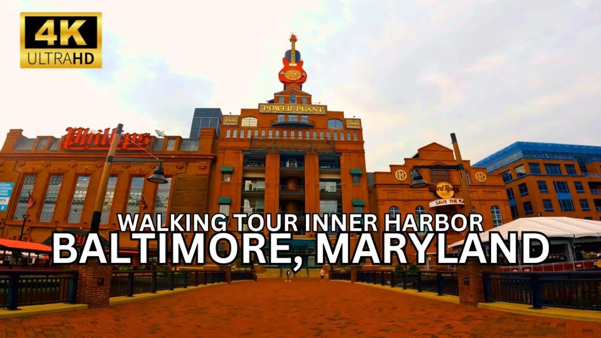 🇺🇸 Baltimore Maryland - Walk Through Inner Harbor (Caption and ASMR Tour)