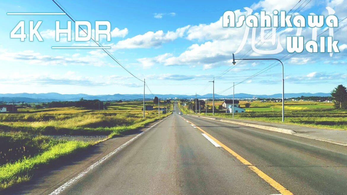 Evening virtual drive tour from Asahikawa airport to the city center, Hokkaido, Japan | 4K HDR