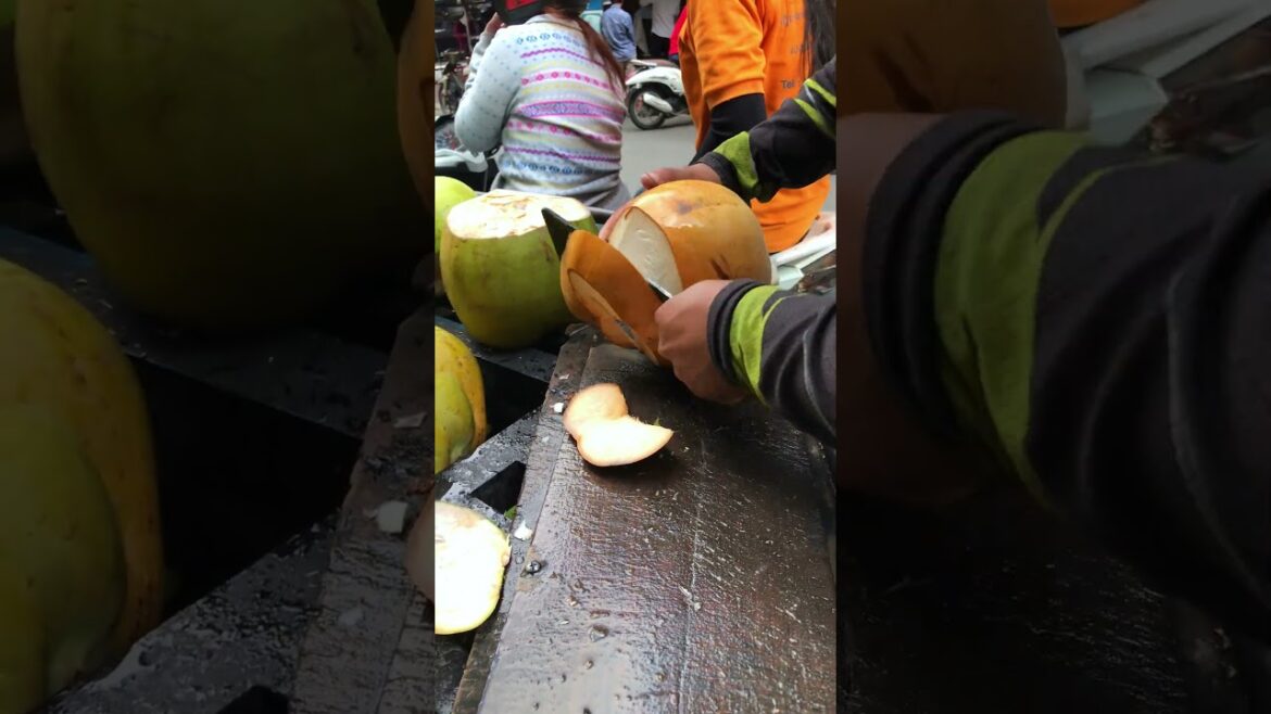 Fresh coconut cutting skill #shorts #streetfood #viral #coconut #asmr