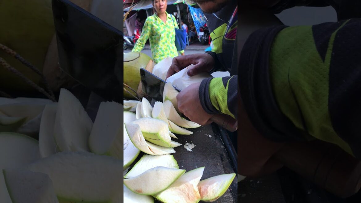 Fresh coconut cutting skill #shorts #streetfood #viral #coconut #asmr
