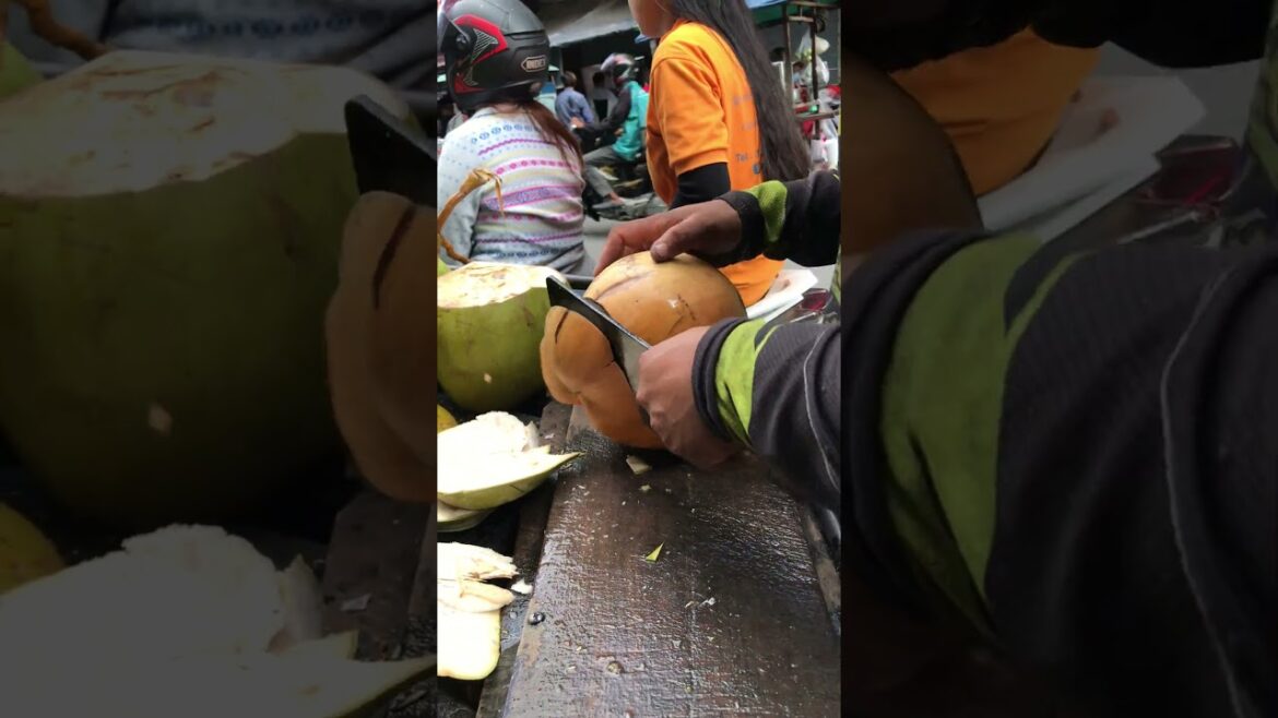 Red coconut cutting skill #shorts #streetfood #viral #coconut #asmr