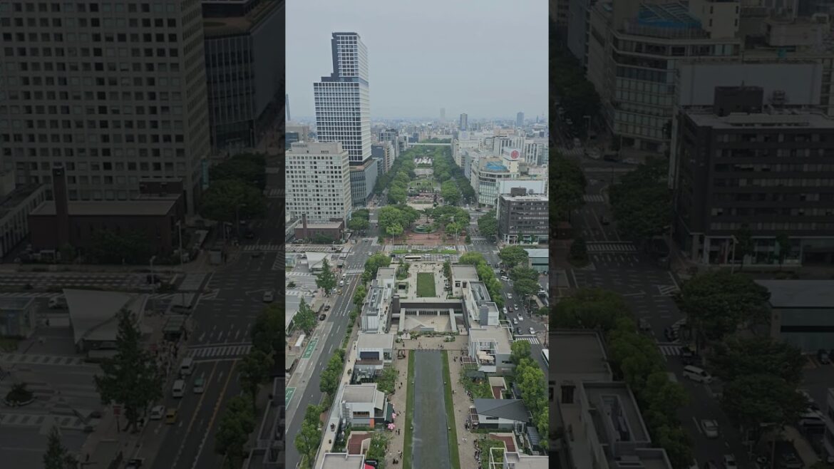 Exploring Mirai Tower: Time Lapse View of Hisaya Odori Park in Nagoya