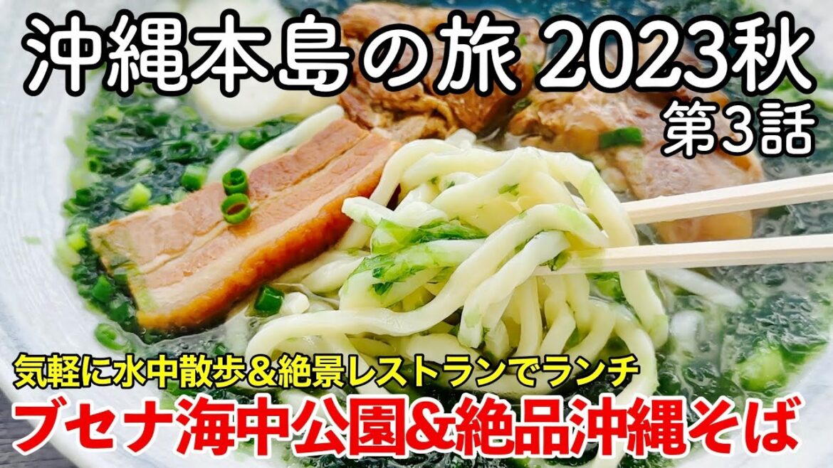【沖縄旅行】沖縄本島の旅 2023秋 第3話 〜ブセナ海中公園＆絶品沖縄そば〜 【気軽に水中散歩＆隠れた名店・絶景レストランで食べるランチ】