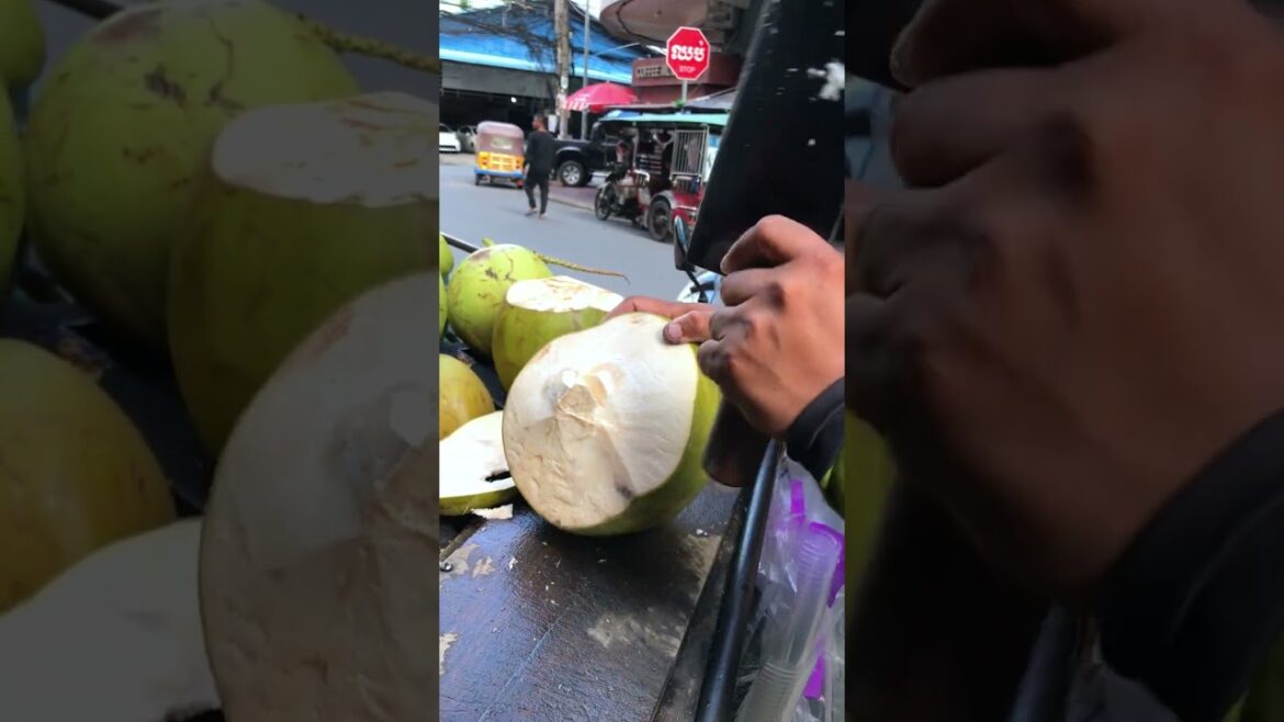 Fresh coconut cutting skill #shorts #streetfood #viral #coconut #asmr