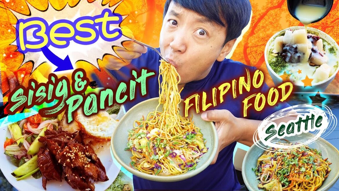 BEST Sisig & Pancit! TRYING FILIPINO FOOD in Seattle