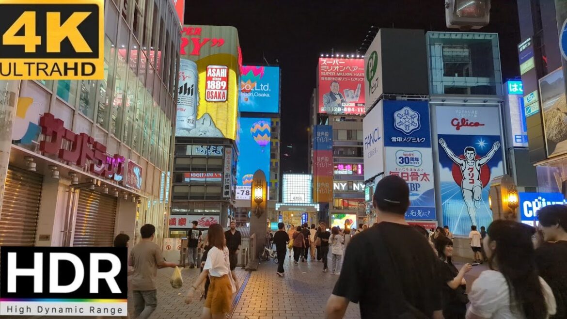 Nighttime in Osaka Japan // 4K HDR