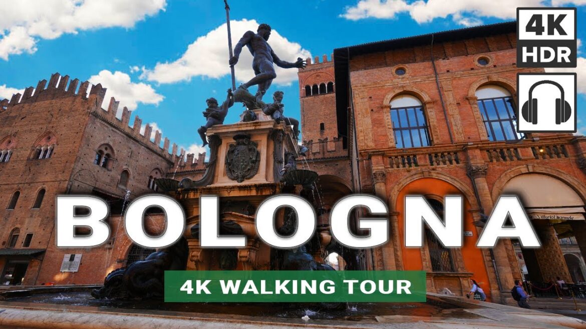 Bologna, Italy 2023 Walking Tour | San Petronio, Asinelli Tower, Archiginnasio | 4k/60 With Captions