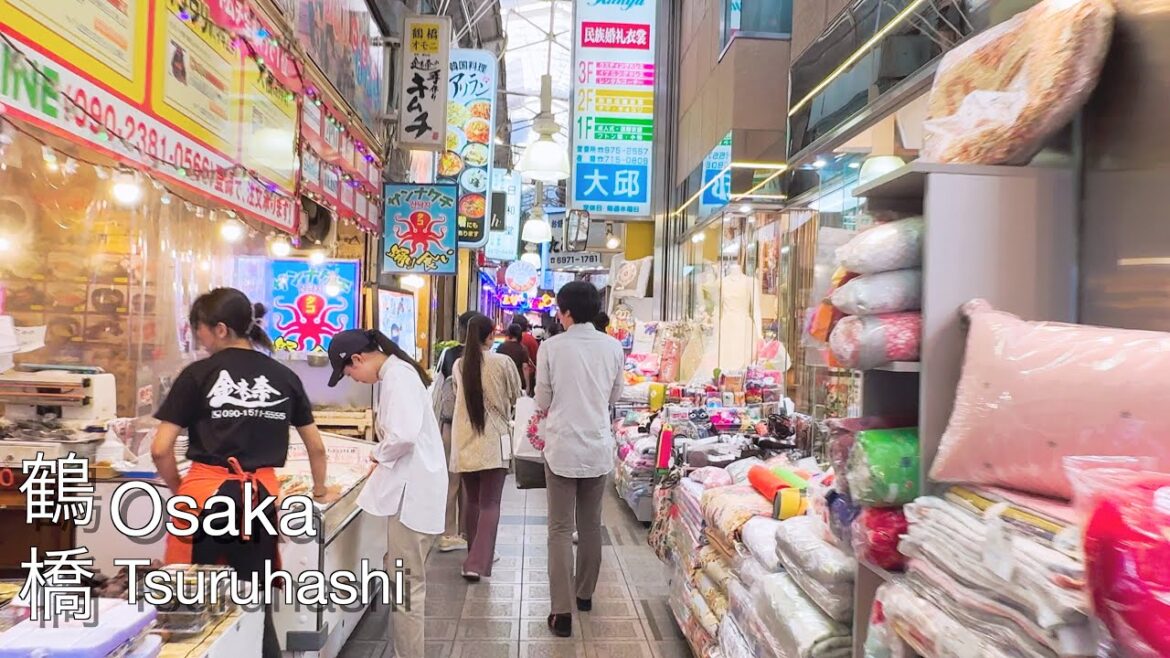 【4K Japan Walk】Osaka Tsuruhashi Korean Town (ASMR) Japan. 鶴橋 大阪