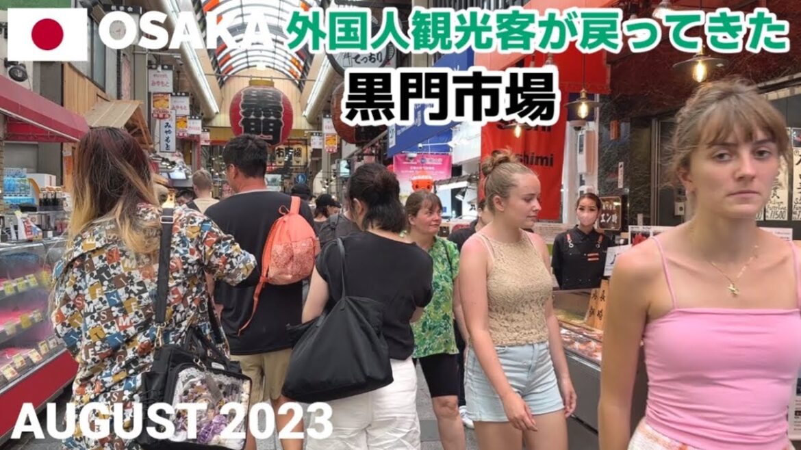 【大阪】外国人観光客が戻ってきた黒門市場を歩く2023夏 KUROMON MARKET Walking Tour, Osaka, Japan