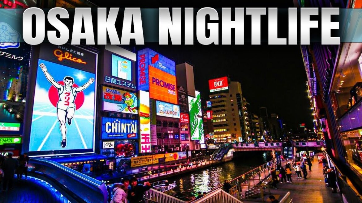 Osaka Nightlife in Dotonbori Waterfront Tour 2023 4K