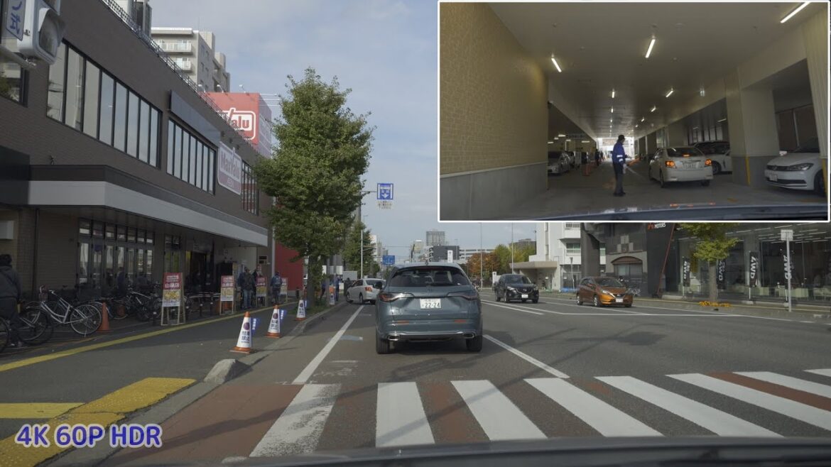 マックスバリュ山鼻店屋内駐車場：入口～出口 [ 札幌市 4K/60p 車載動画 2023 ドライブ]