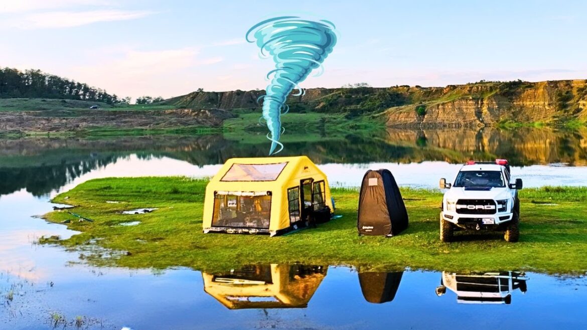 Camping nightmare ! The storm destroyed the inflatable tent Camping nightmare ! The storm destroyed the inflatable tent