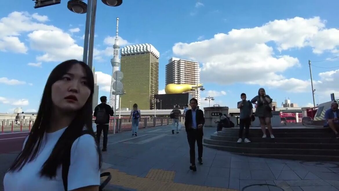 🇯🇵WALKING TO ASAHI BEER BUILDING- Tokyo Japan Walking Tour- DJI pocket