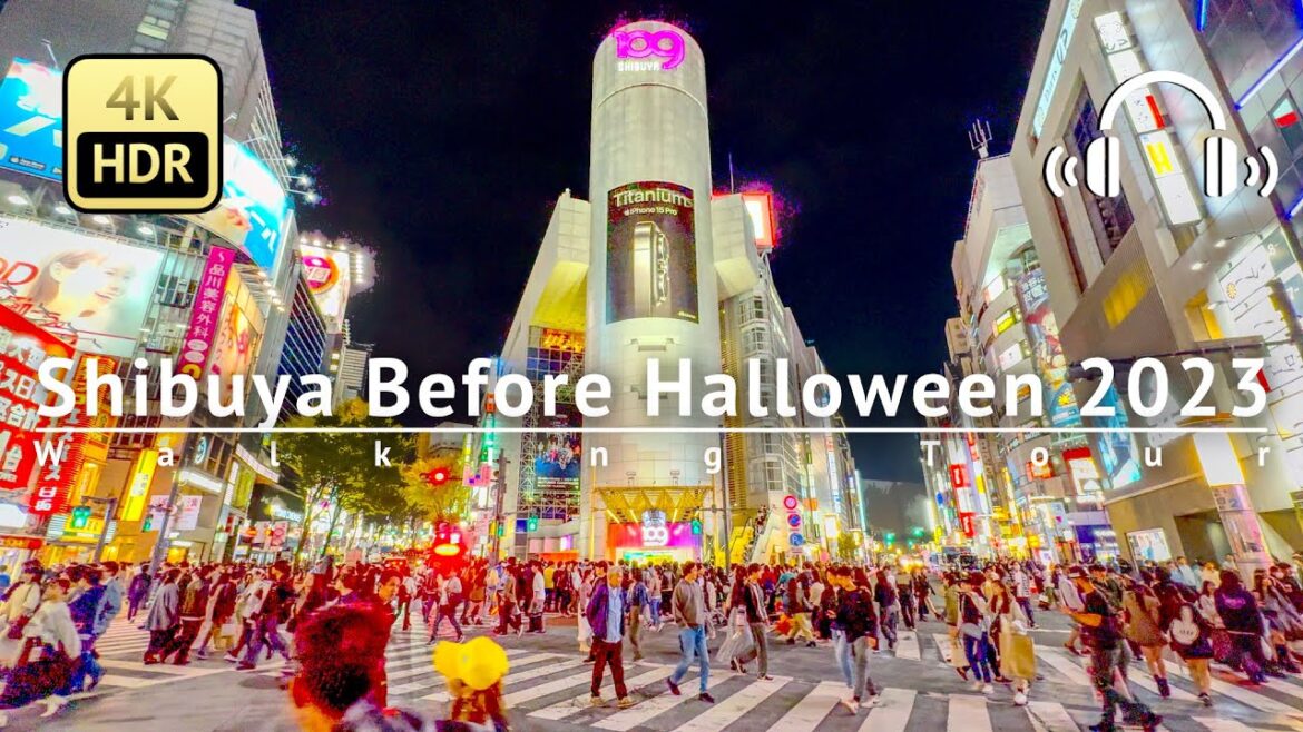 Shibuya Before Halloween 2023 Walking Tour - Tokyo Japan [4K/HDR/Binaural]