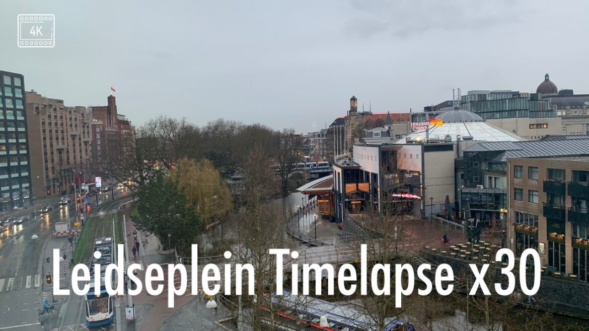 [4K Europe] Leidseplein, Amsterdam; Nighttime Timelapse x30