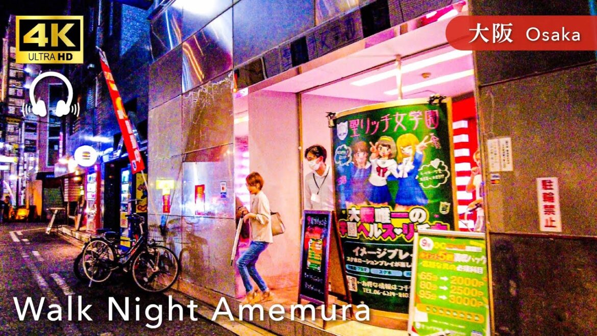 【Osaka 💖】Walk Japan - Walking around Amemura at night ASMR [4K]