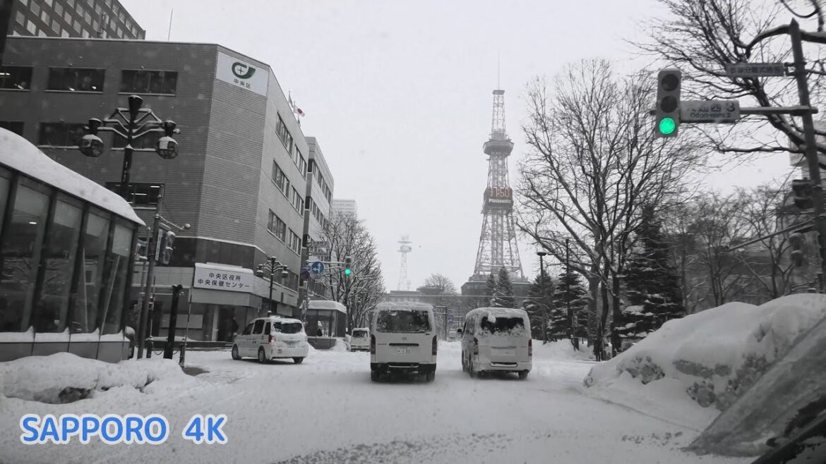 大通公園～時計台前～サッポロファクトリー（大通 → 国道12号） [ #札幌市  4K/30p 車載動画 雪道ドライブ 2022]  Japan Drive Hokkaido Sapporo snow