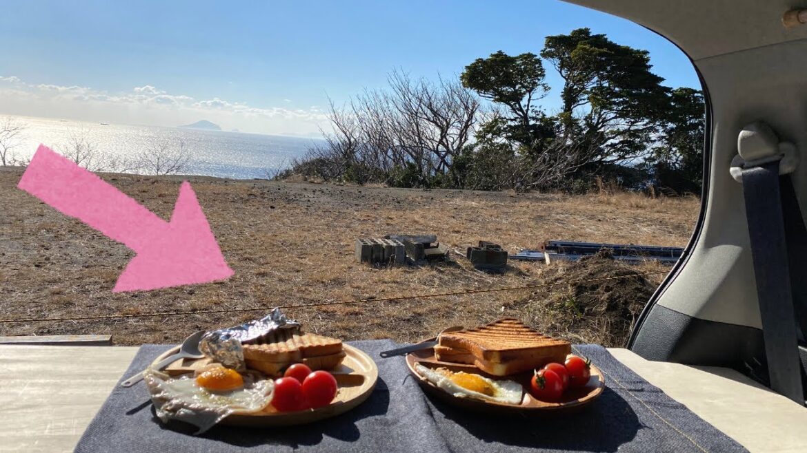【静岡車中泊旅】軽自動車で朝食作り。真冬の温泉、さわやかハンバーグが最高。