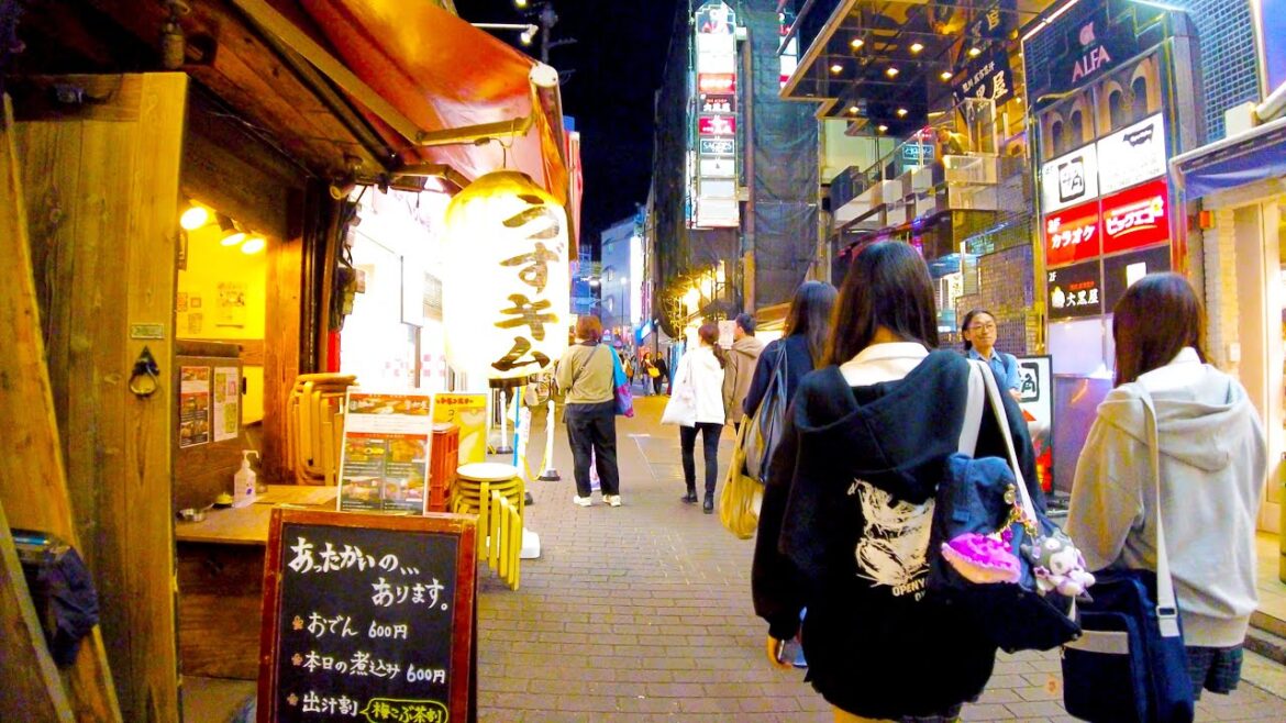 Kichijoji in Tokyo 🐶🍻 Night Neon Road ♪💖4K ASMR Nonstop 1 hour 02 minutes