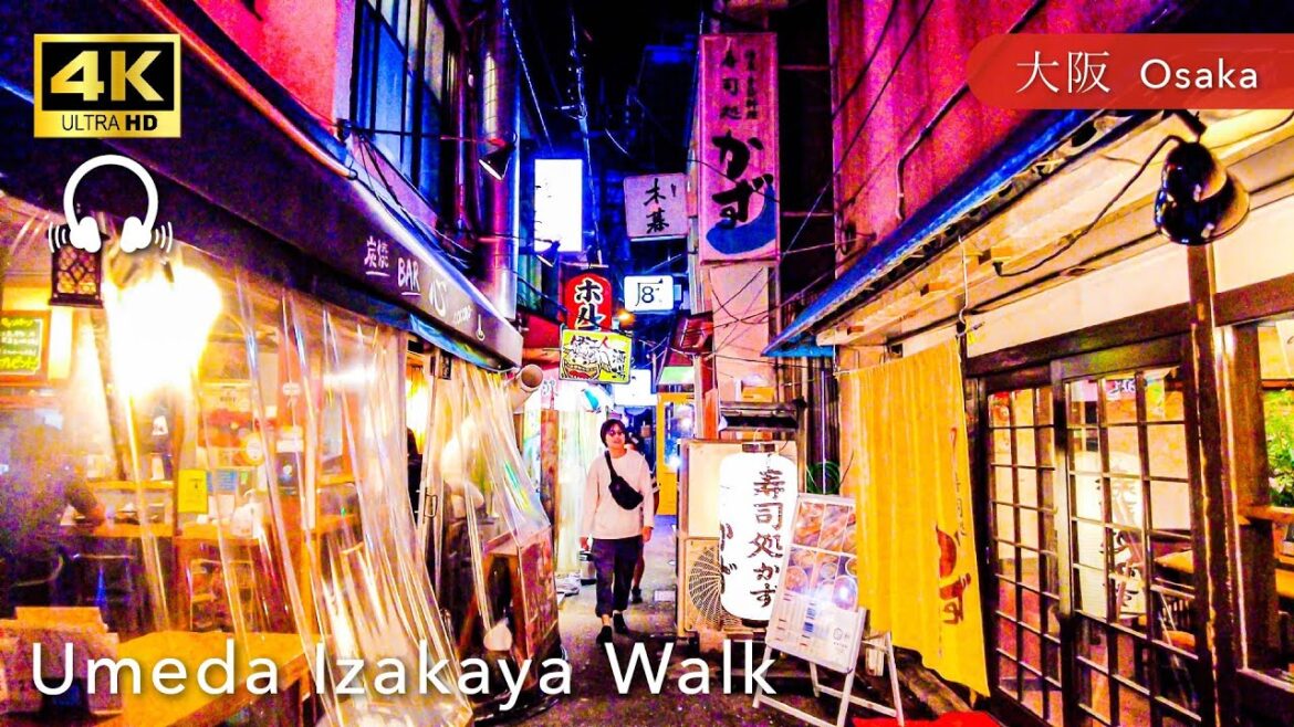 【Osaka💖】Walk Japan - Umeda Izakaya Tour ASMR 【4K】